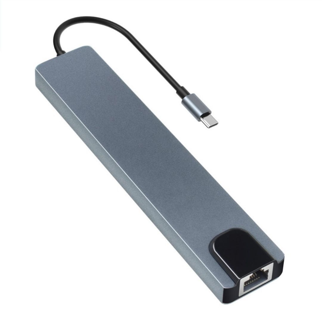 Infinyty XHub 8 in 1 USB Type C Multiport Adapter, Metallic Grey