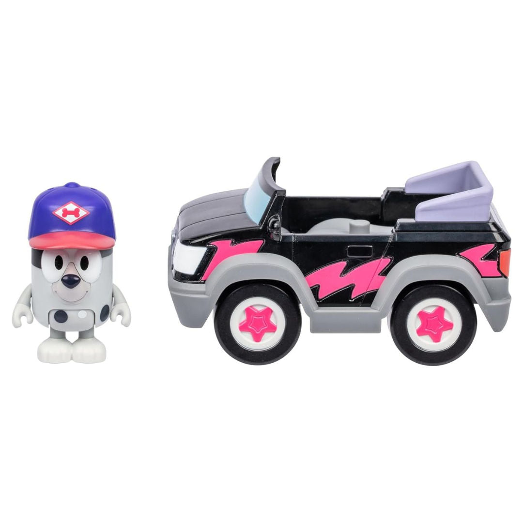 Bluey Pizza Girls Vehicle with Muffin Figure (6cm), 3+ years
