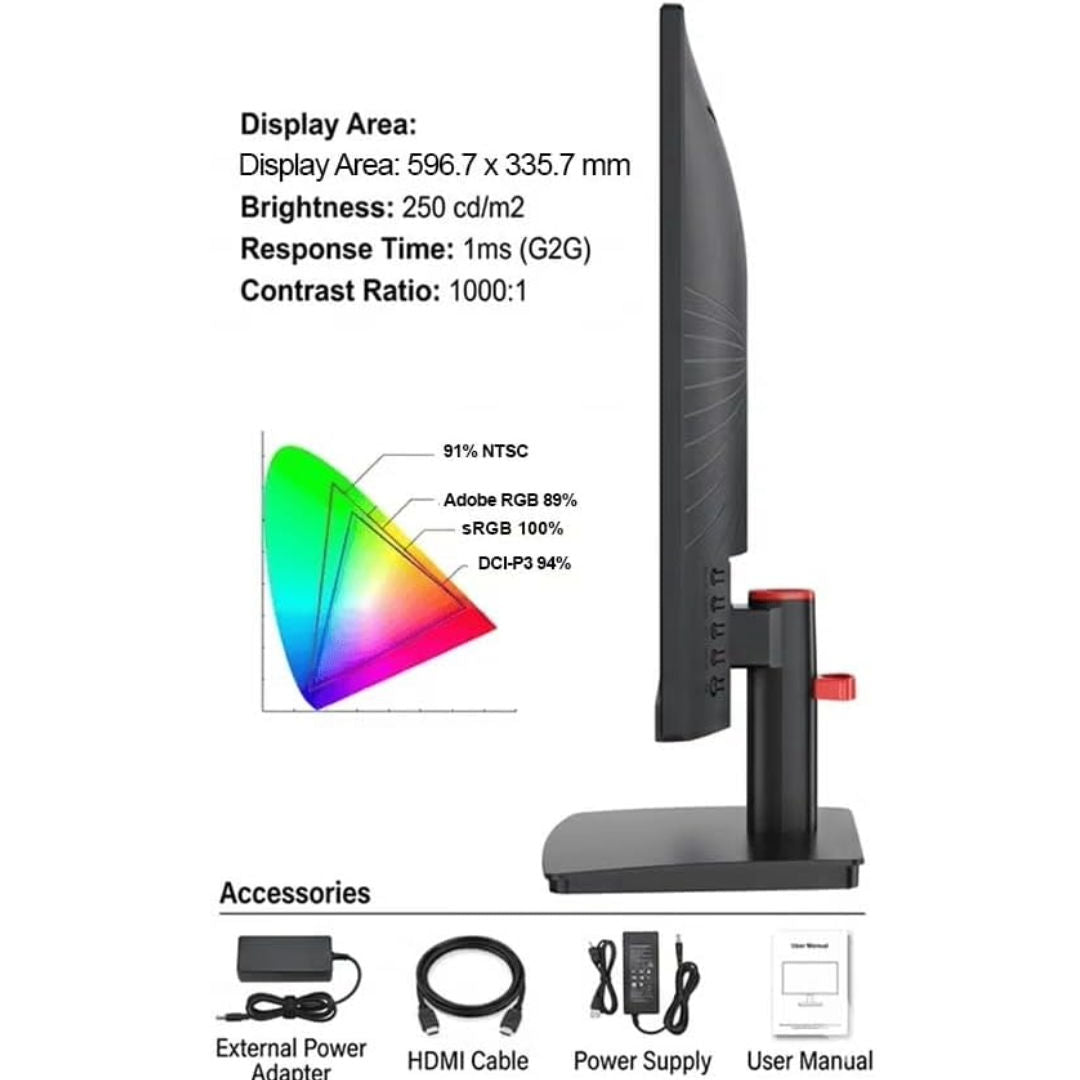 EPICARMA 27 " FHD IPS Gaming Monitor, 200Hz Refresh Rate, 1ms Response Time, Black