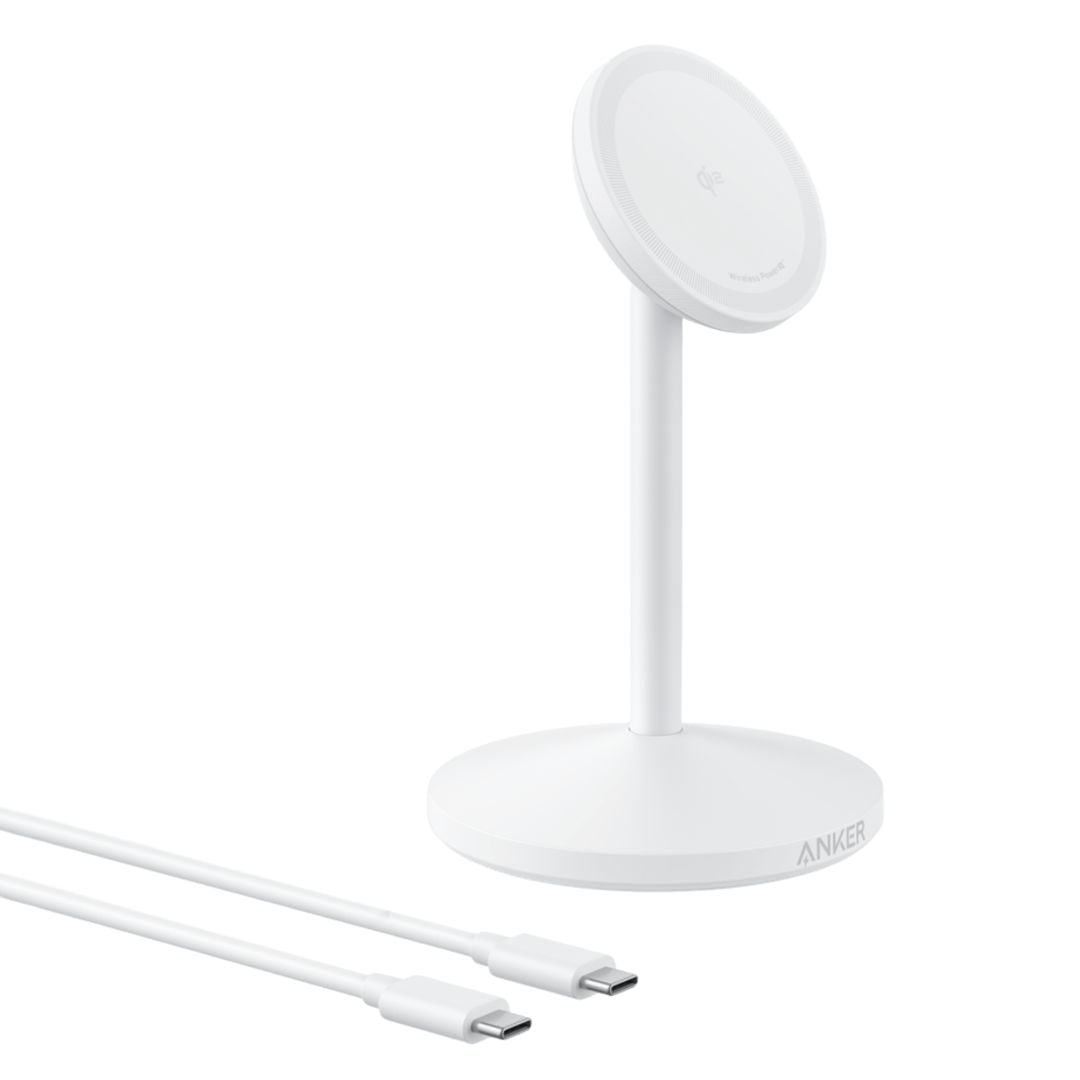 Anker MagGo Qi2 Wireless Charger Stand, 15W Magnetic Fast Charging, 360° Adjustable Stand for iPhone & AirPods