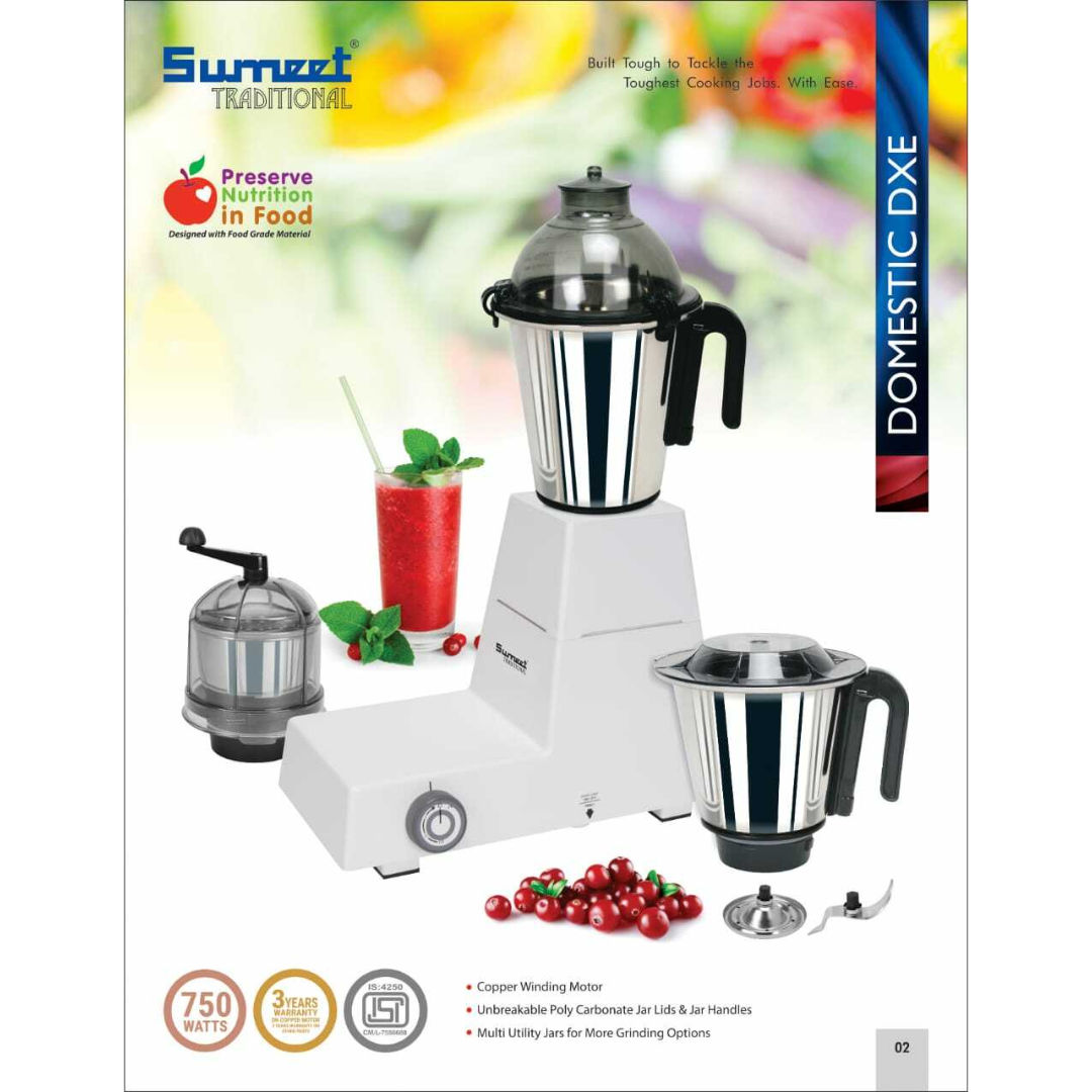 Sumeet Traditional Domestic DXE Mixer, Blue, 750W