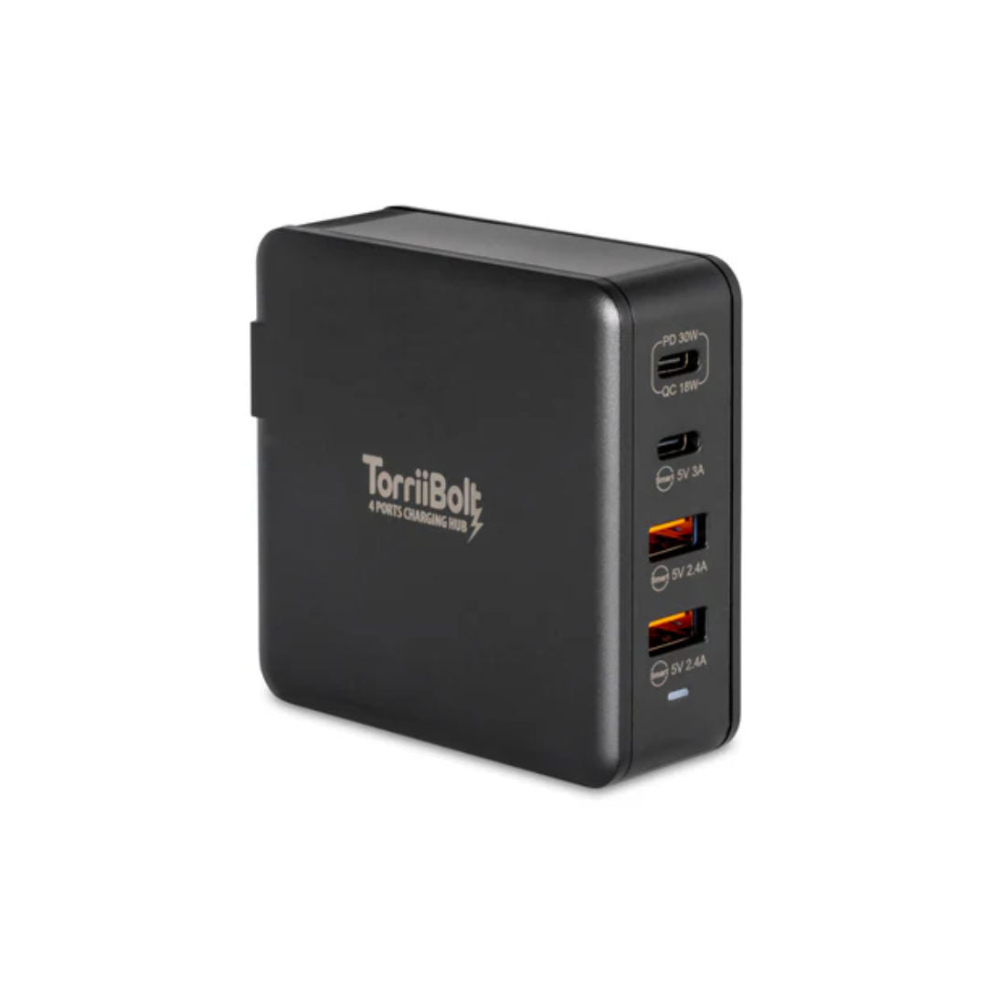 Torrii Bolt 4 Ports Charging Hub with USB-PD & QC 3.0, Black, TBT-4PCH-01