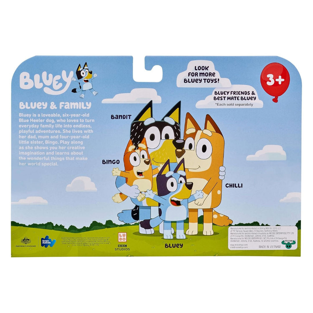 Bluey Bluey & Family Figure Pack (Pack of 4), 3+ years