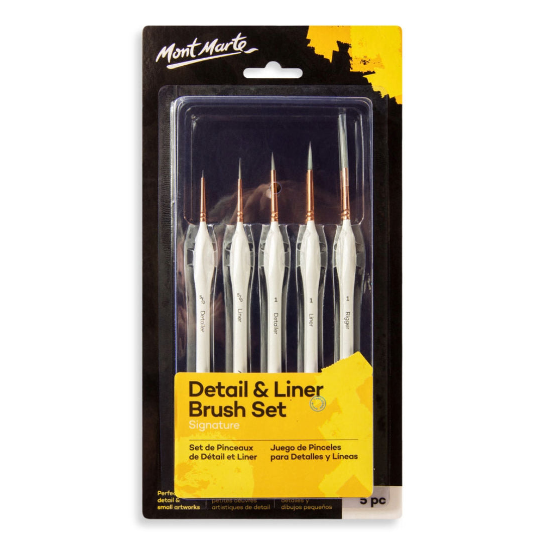 Mont Marte Detail & Liner Brush Set, 5-Pieces, BMHS0034 P24-489