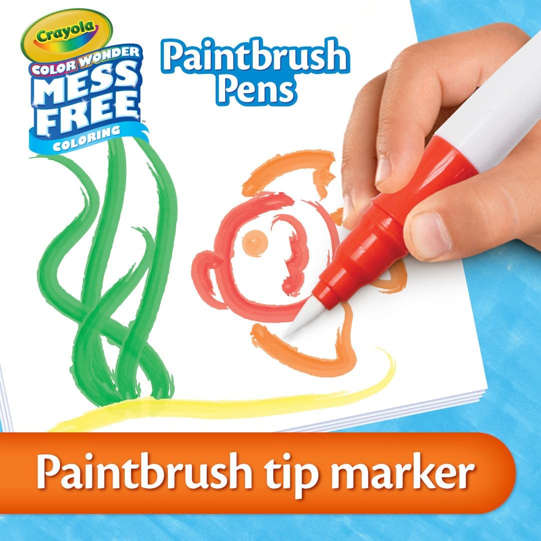 Crayola COLOR WONDER MESS FREE COLORING Paintbrush Pens Set, 8 Pieces