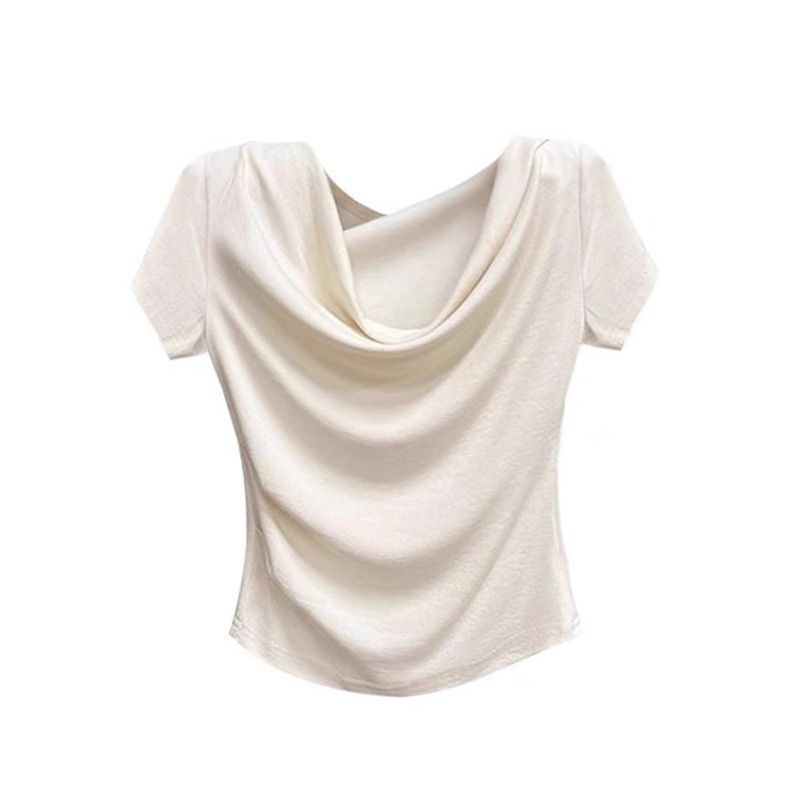 Wave Green Collar Slim Fit Modal Short Sleeve T Shirt For Women