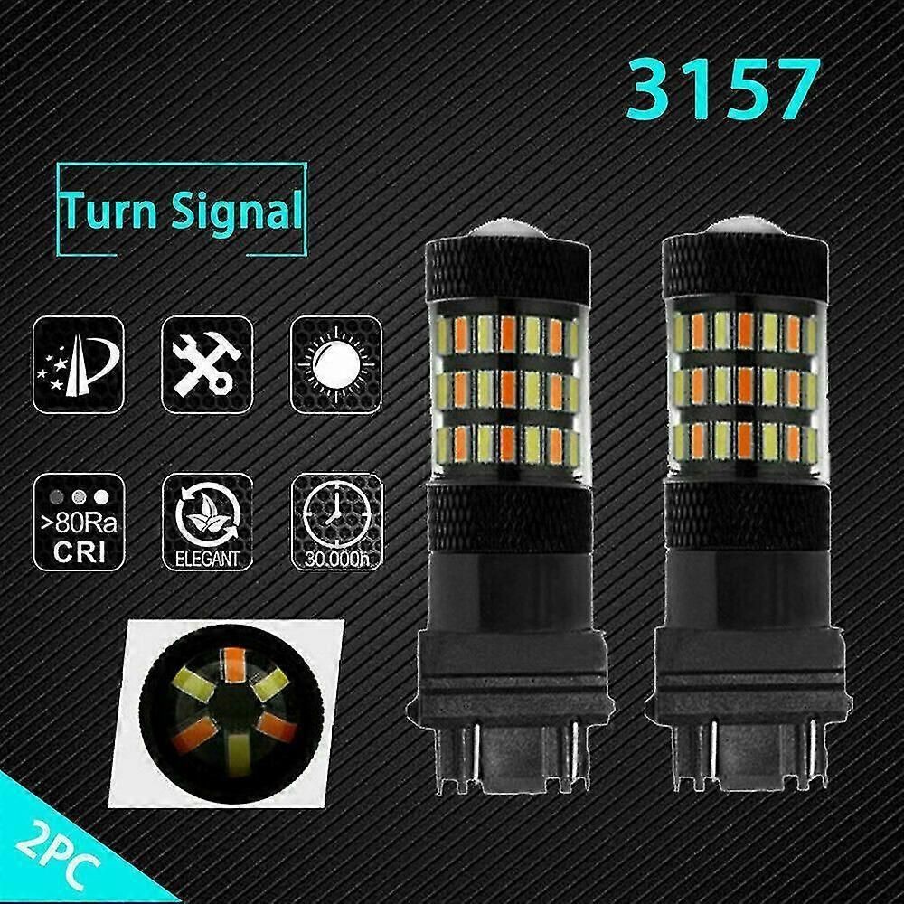 2x 3157 Switchback LED Bulbs for Dodge Ram 1500/2500/3500 - Dual Color White/Amber Turn Signal Lights