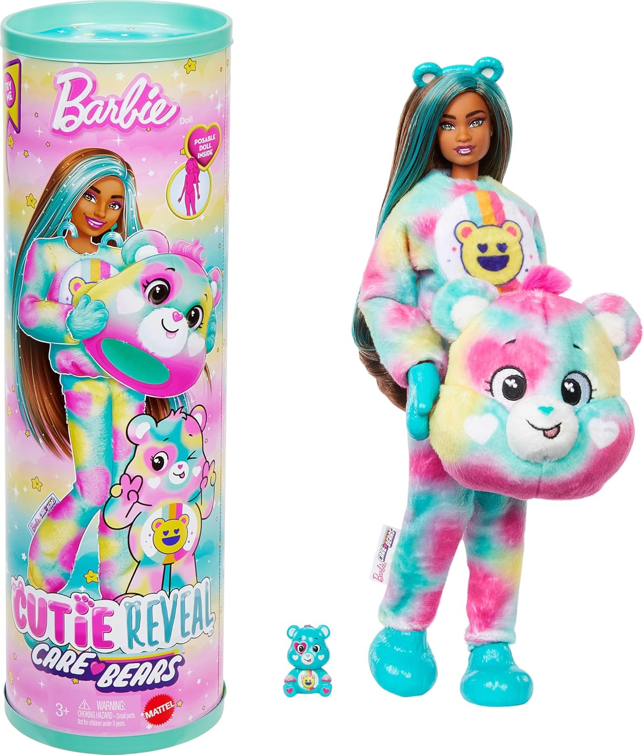 Barbie Cutie Reveal Care Bears Series 2 Good Vibes Bear Doll Playset
