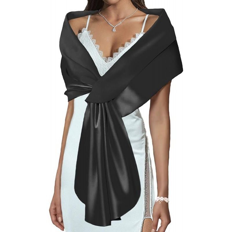 Black Velvet Shawl Wrap for Women Wedding & Evening Party
