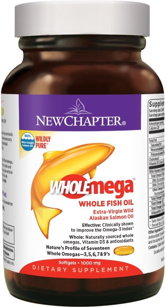 New Chapter WHOLEmega Whole Fish Oil 1000mg 60 Softgels (Dietary Supplement)