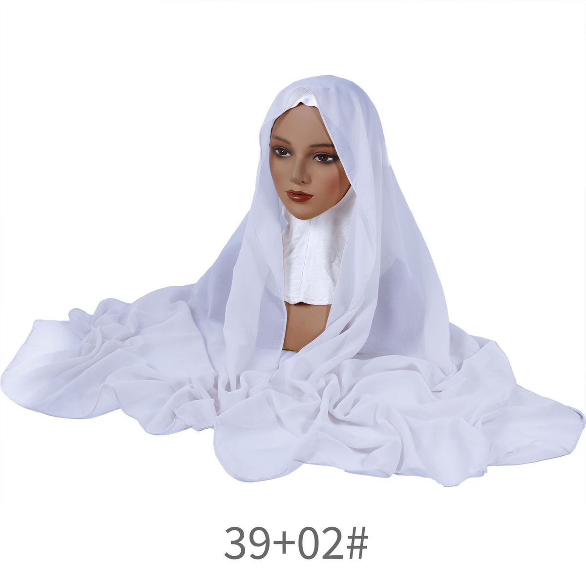 Navy Chiffon Hijab Scarf Set with Pearl Inner Cap