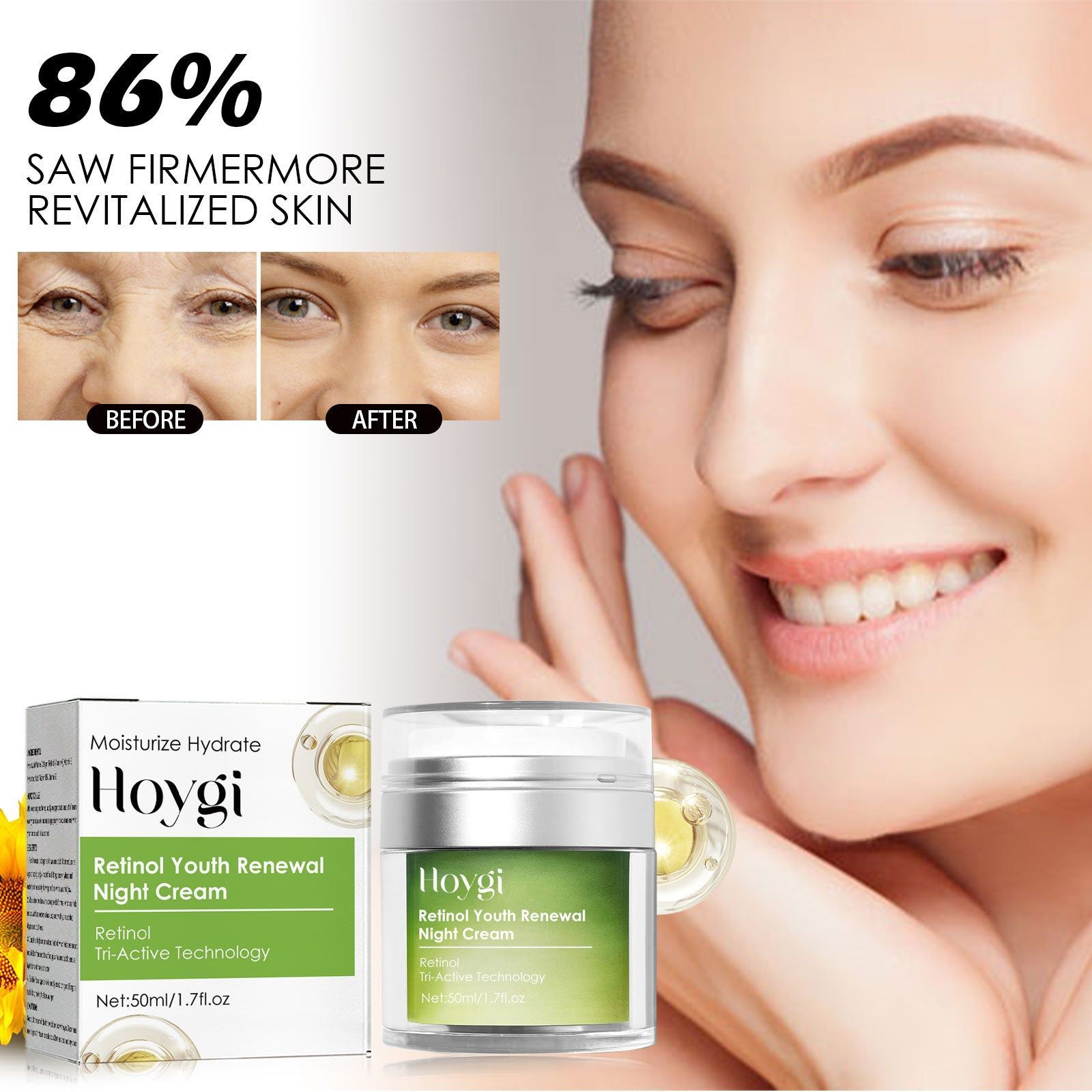 Revitalizing Retinol Face Cream, Moisturize, Firm, Lift, Reduce Wrinkles, Glow ,50ml