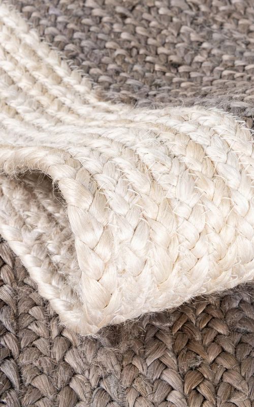 Handmade Braided Natural Jute Inner Grey With White Border Eco Friendly Floor Area Runner Rug