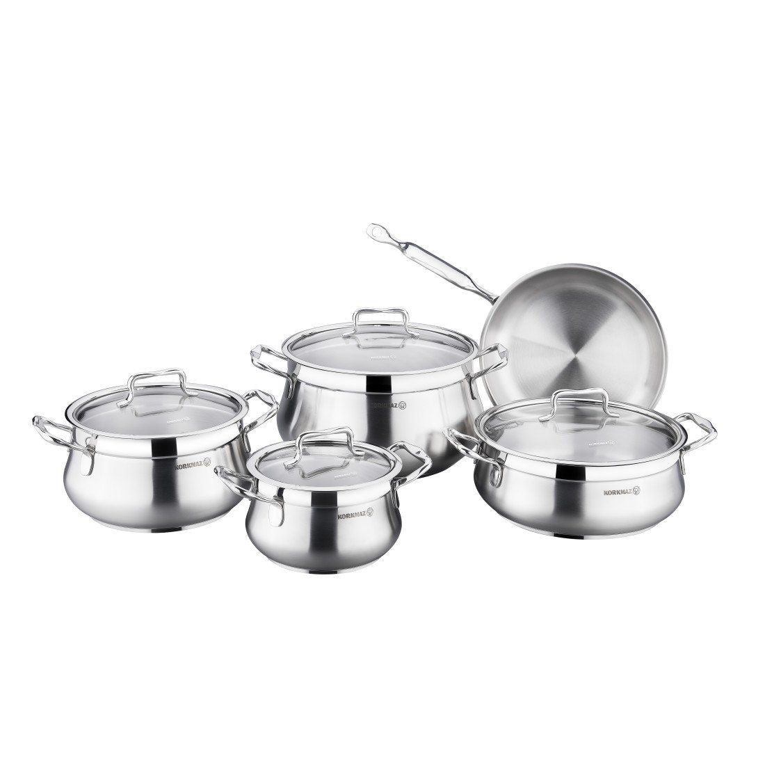 Korkmaz Estima 9-Piece Cookware set, Stainless Steel, A1959