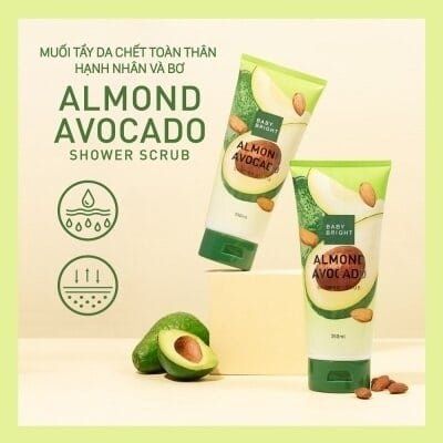 ALMOND AVOCADO SHOWER SCRUB 350ML BABY BRIGHT (B)