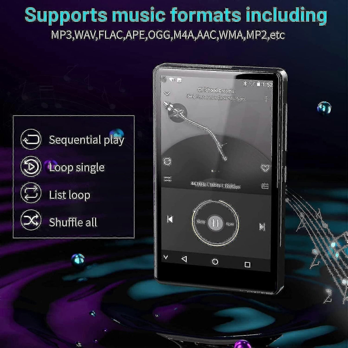 Mp3 Player Bluetooth With Spotify For Kids, Audible,browser(removable),amazon Music,4.0" Ips Display Mp4 Portable Music Player,full Touchscreen Metal zxin