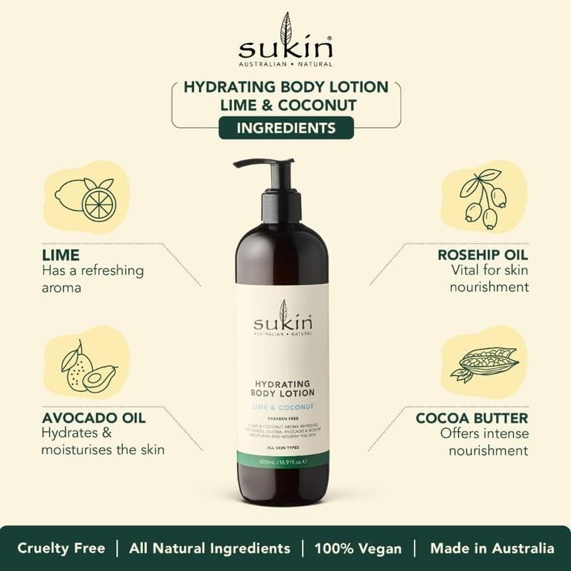 Sukin Hydrating Body Lotion, Lime & Coconut, 500 Ml