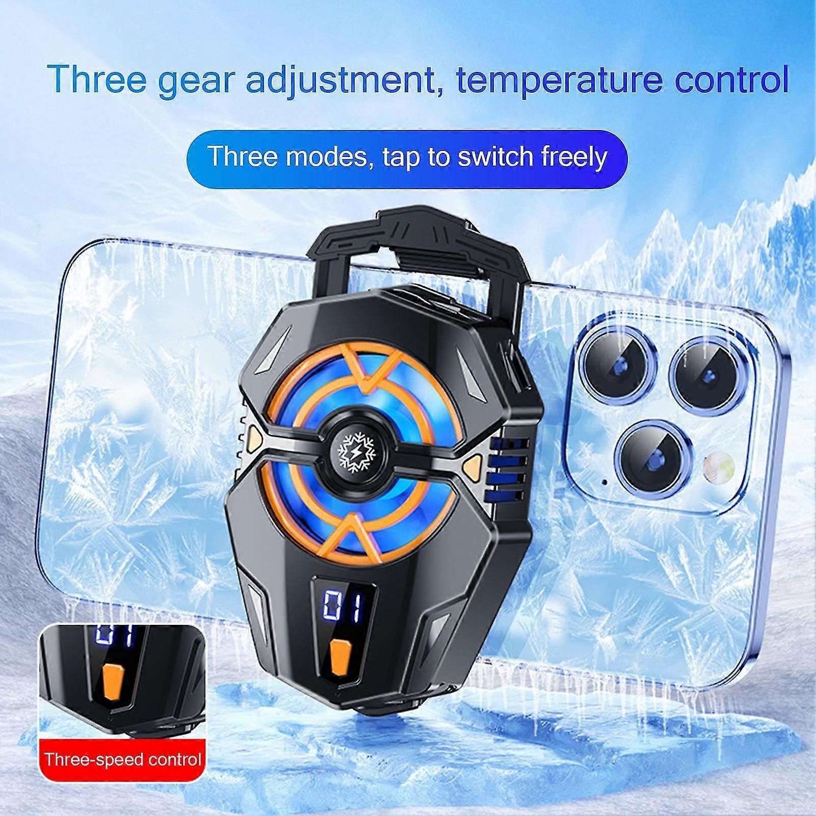 Mobile Phone Cooler Fan with 3-Speed Adjustable RGB Light - Semiconductor Radiator for Gaming Phones Low Noise Design