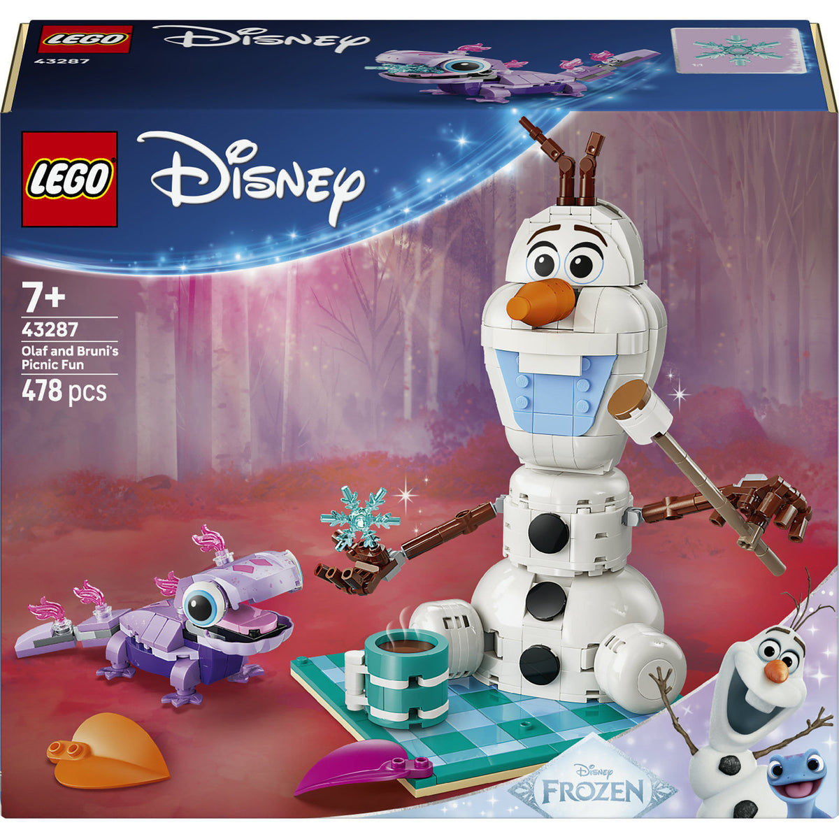LEGO Disney Frozen Olaf and Brunis Picnic Fun 43287 Building Toy Set 478 Pieces, For Age 7+ Years