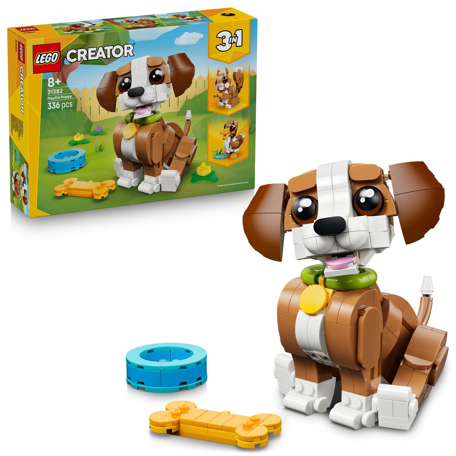 LEGO Creator 3 in 1 Cute Animals: Playful Puppy Dog 31382 Building Toy Set 336 Pieces, For Age 8+ Years