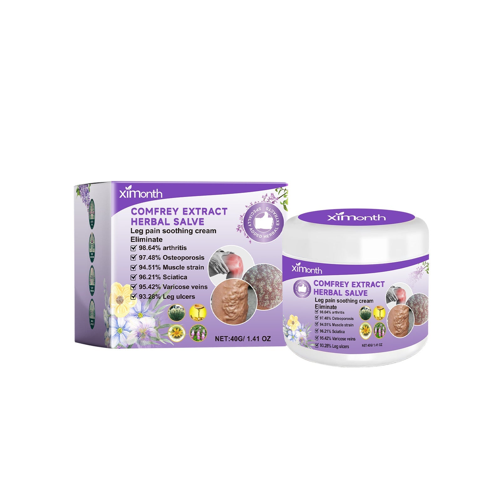 Comgrass Herbal Body Care Cream, Natural Muscle Relief, Skin Elasticity ,40g