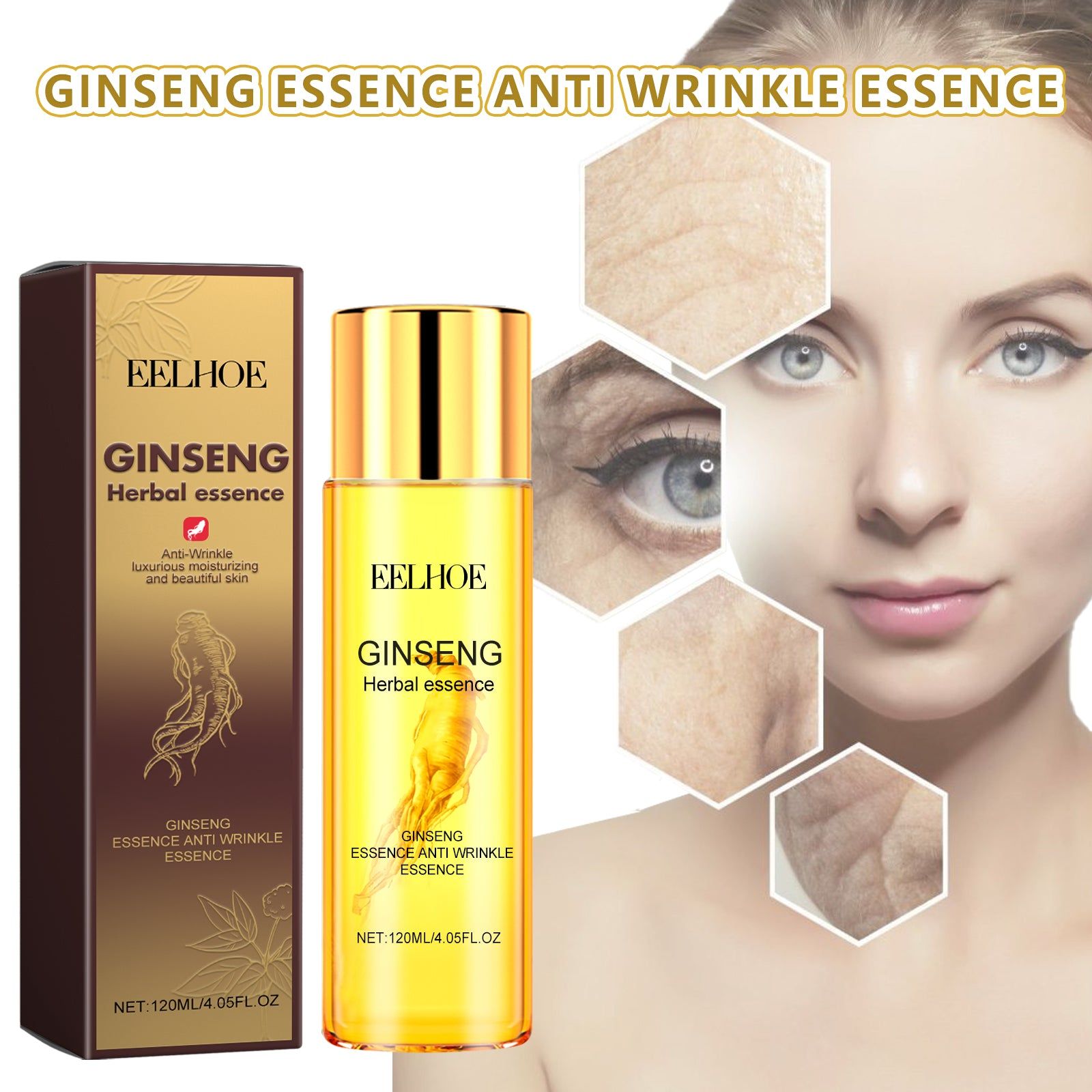 Ginseng Anti Wrinkle Serum, Firming & Youthful Skin, Collagen Boost, Anti Aging, Smooth & Elastic ,120ml