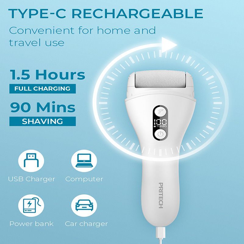 Pritech Electric Foot Callus Remover with LCD Display USB