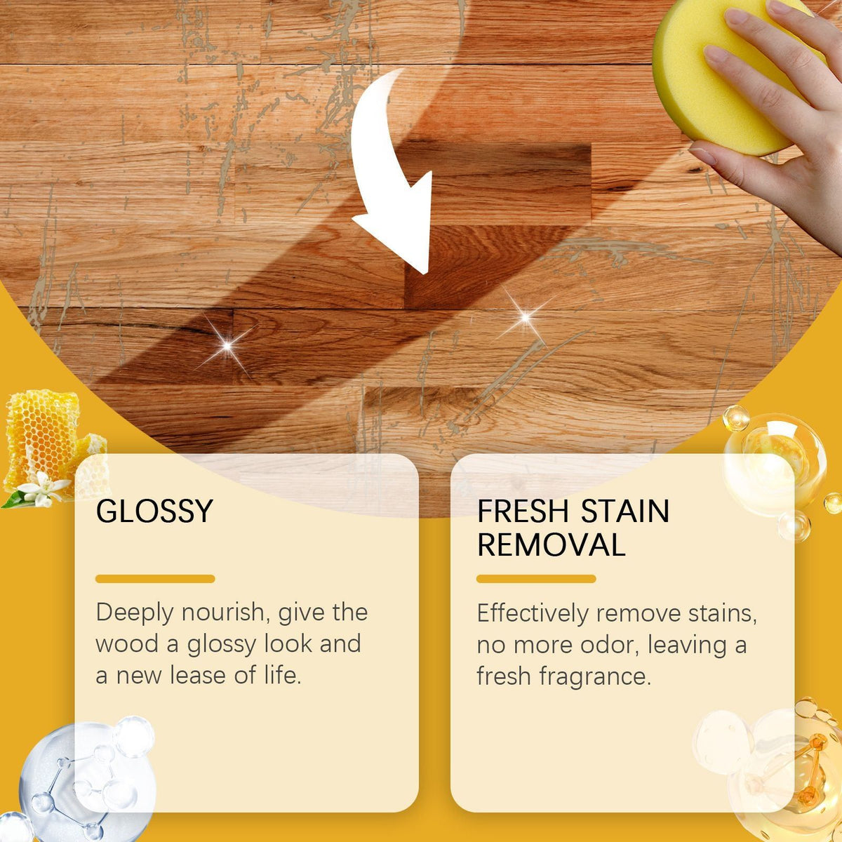 Jakehoe Wood Beeswax Polish Spray, Furniture Nourishing Care Spray with Sponge & Cloth, 120ml Set
