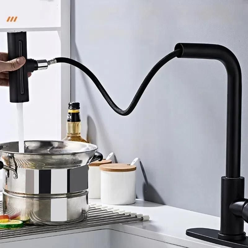 Waterfall Kitchen Faucet Pull-out Version Black
