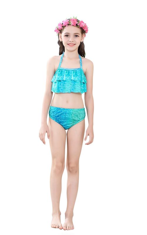 3pcs Set Girls Mermaid Tail Swimwear Beach Bikini Swimming Dress Princess Costume