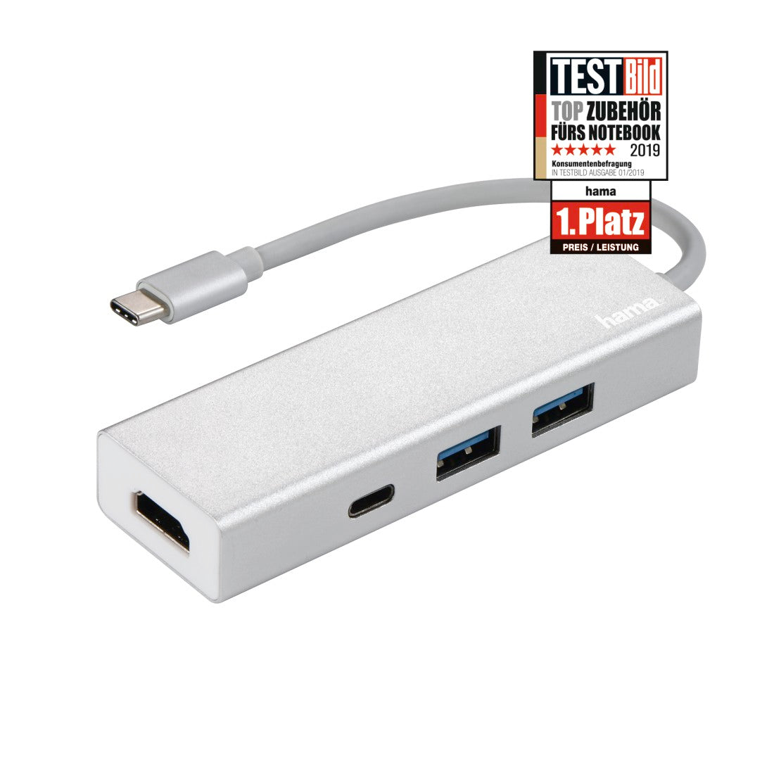 HAMA 135756 USB 3.1 TYP-C HUB 1:3 "ALUM",2XUSB-A, 2XUSB-C,HDMI™,BUS-POWERED