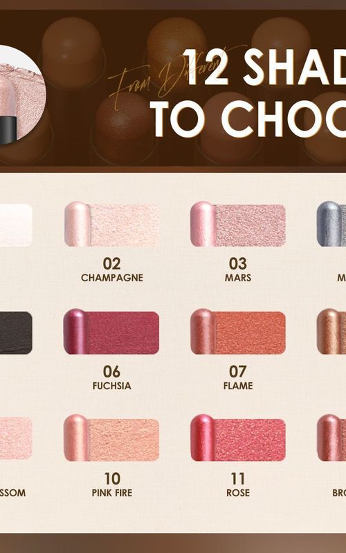 Focallure 12 Colors Eyeshadow Stick Eye Shadow Pallet Face Eyes Makeup Pen Long-lasting Waterproof
