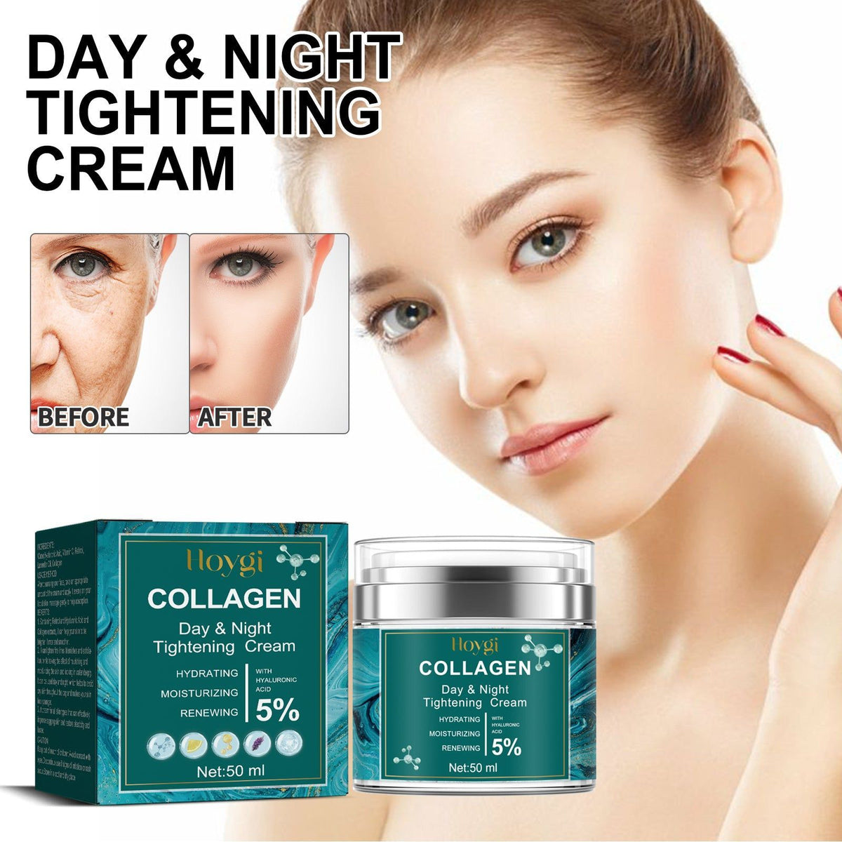 Hydrating Collagen Cream for Anti-Aging, Moisturizing, Brightening, Firming, Youthful Skin ,50ml