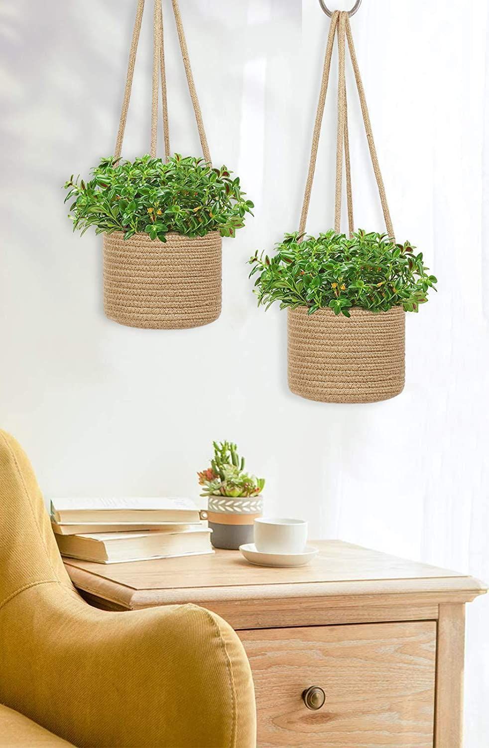 AIESY® Indoor Cotton Cord Hanging Planter Woven Basket