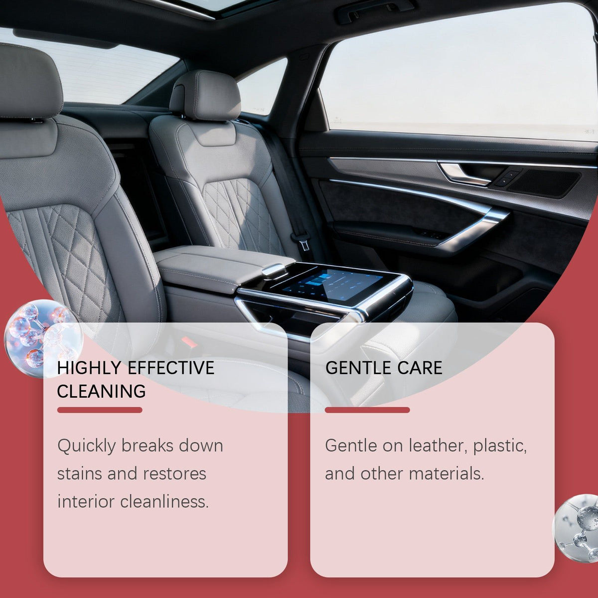 Car Interior Cleaning Kit, Multi-Material Surface Decontamination, Fast Stain Removal ,1set