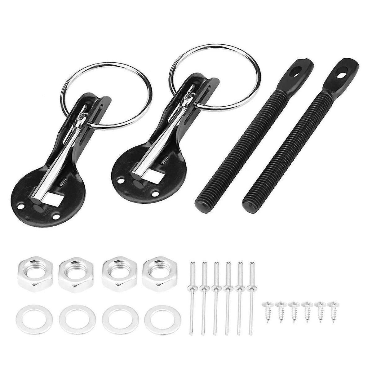 Universal Bonnet Hood Pin Pins Lock Latch Kit For Racing Sport Car Black