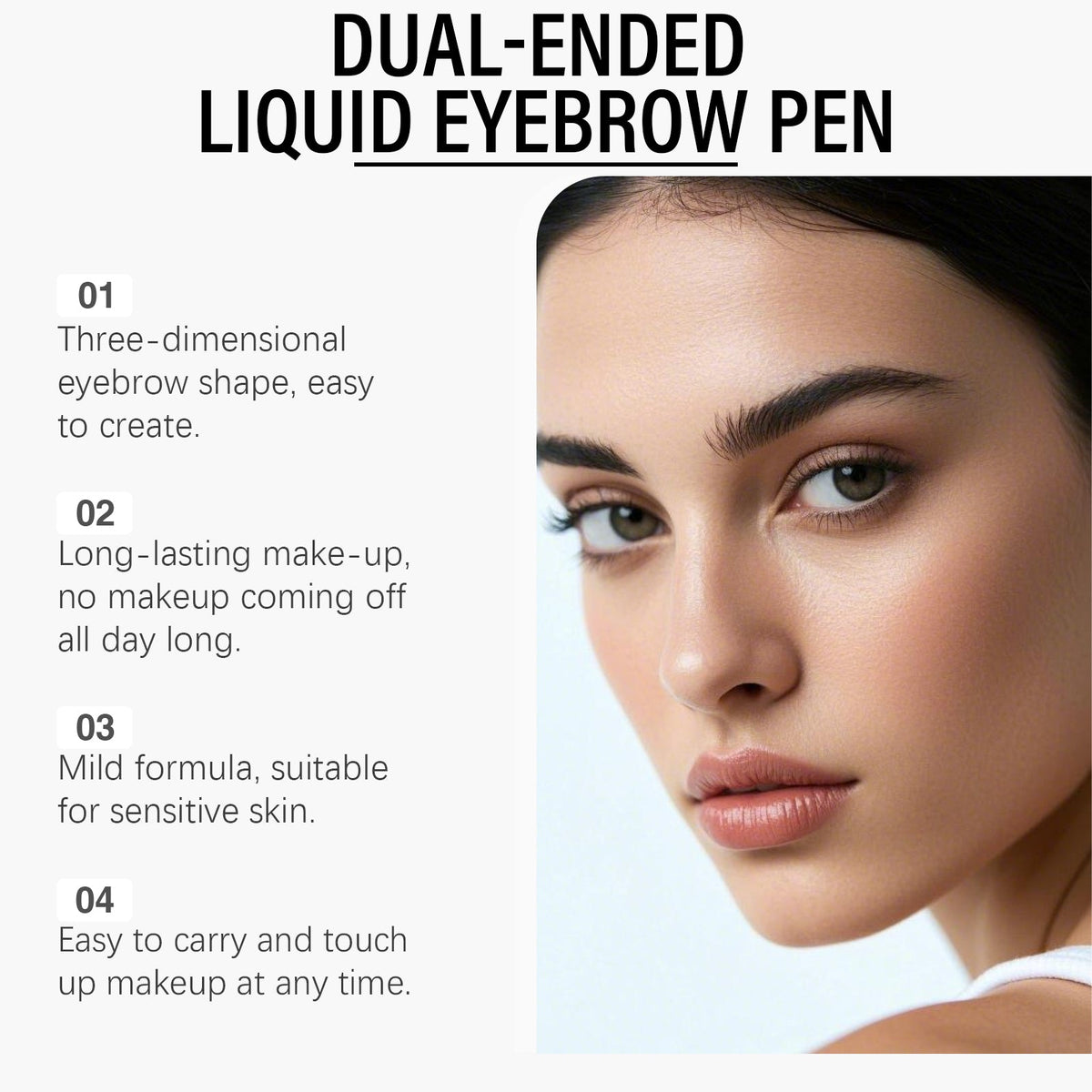 Black 2-in-1 Eyebrow Pencil, Natural, Long-lasting, Easy to Use ,0.3ml