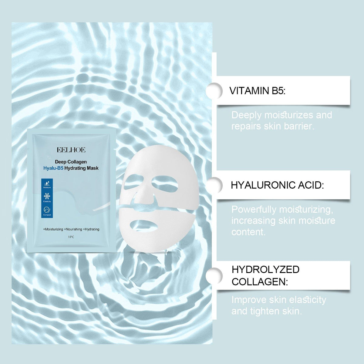Collagen B5 Facial Mask, Hydrating, Nourishing, Anti-Aging, Skin Repair ,1pcs