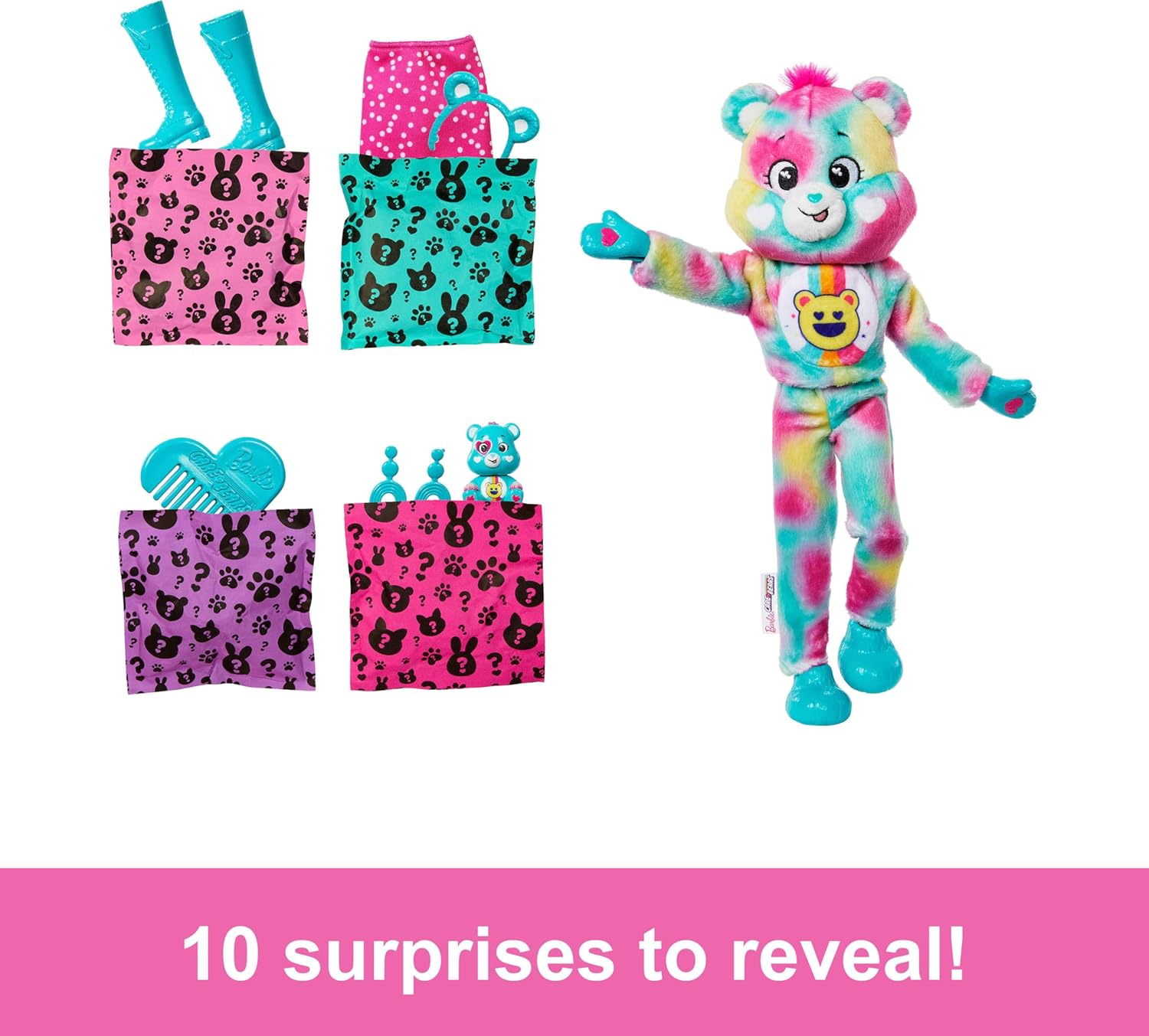 Barbie Cutie Reveal Care Bears Series 2 Good Vibes Bear Doll Playset
