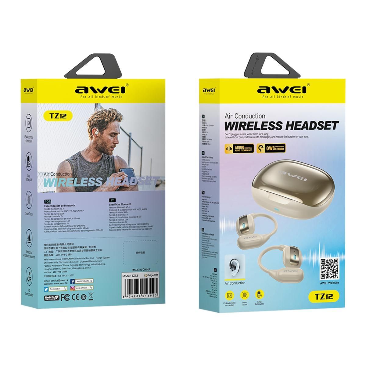 awei TZ12 Sport Wireless BT 5.4 Air Conduction Earphones