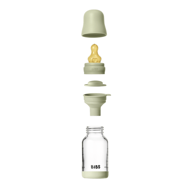 BIBS Glass Baby Bottle Round Latex 120 ml (0 - 3M Sage)