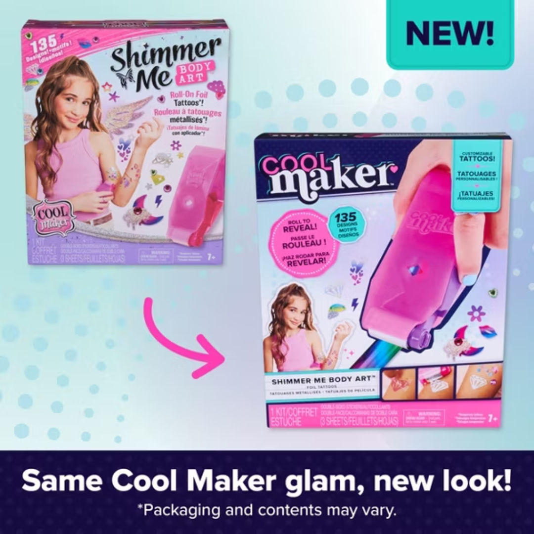 COOL Maker SHIMMER ME BODY ART, Roll-On Foil Tattoos Set
