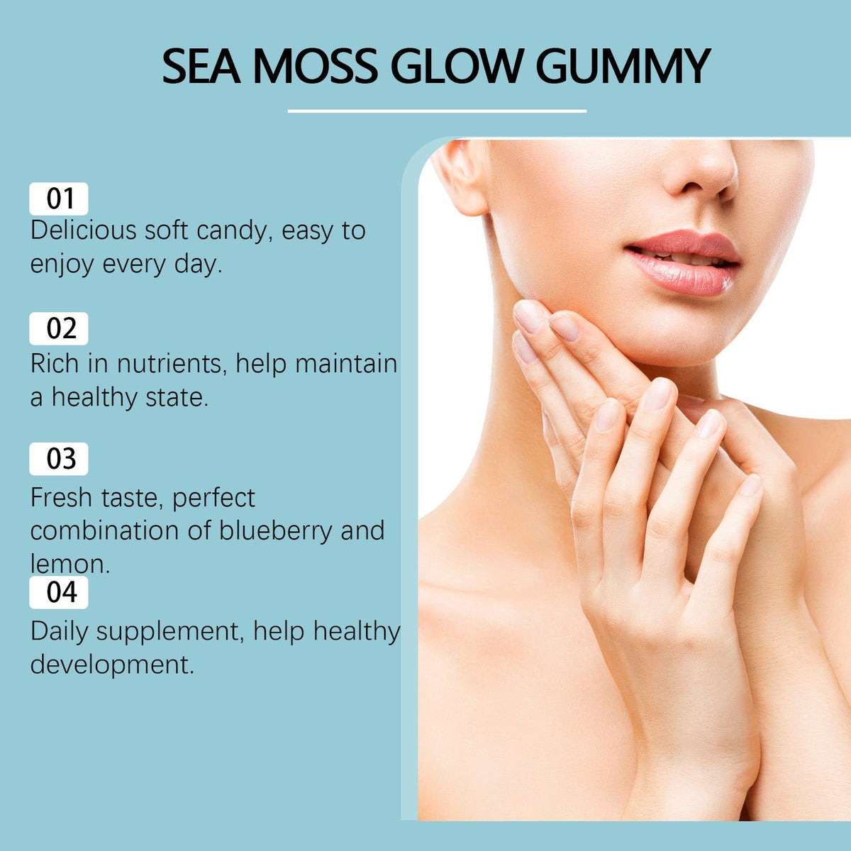 BushAid Sea Moss Glow Gummy Body Care, Nourishing Skin Hair Nails, Natural Beauty ,60pcs