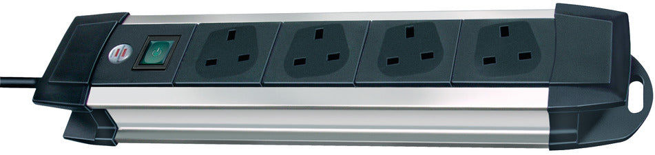 BRENNENSTUHL 1391003014 Premium-Alu-Line, 4-way extension lead (switch and 1.8m cable - 80° angle of sockets) Black