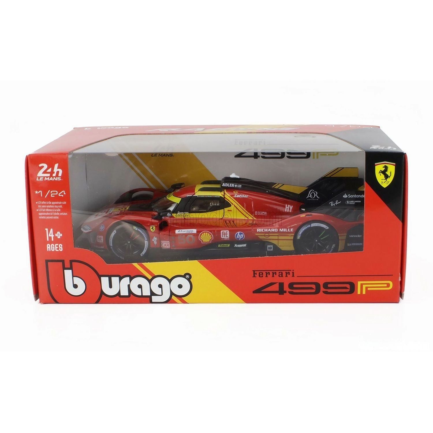 Bburago Racing 24h LeMans Hypercar 2024 Ferrari 499P #50 Antonio Fuoco Die-cast Car (1:24, Red), 14+ years
