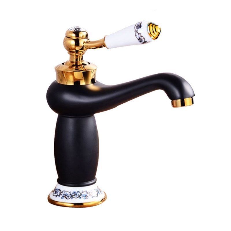 Copper Antique Hot Cold Double Blue White Porcelain Faucet Black Gold