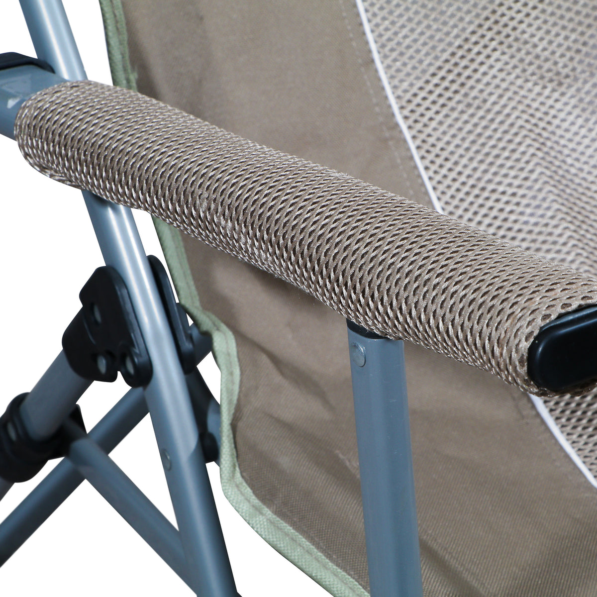 High-Back Folding Camping Chair with Breathable Mesh & Cup Holder