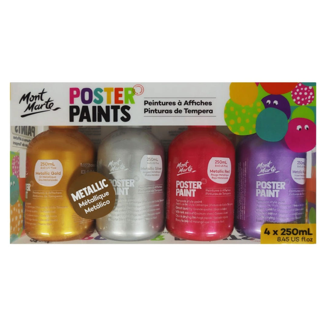 Mont Marte Poster Paint, 250ml, 4-Pieces, MPST4001