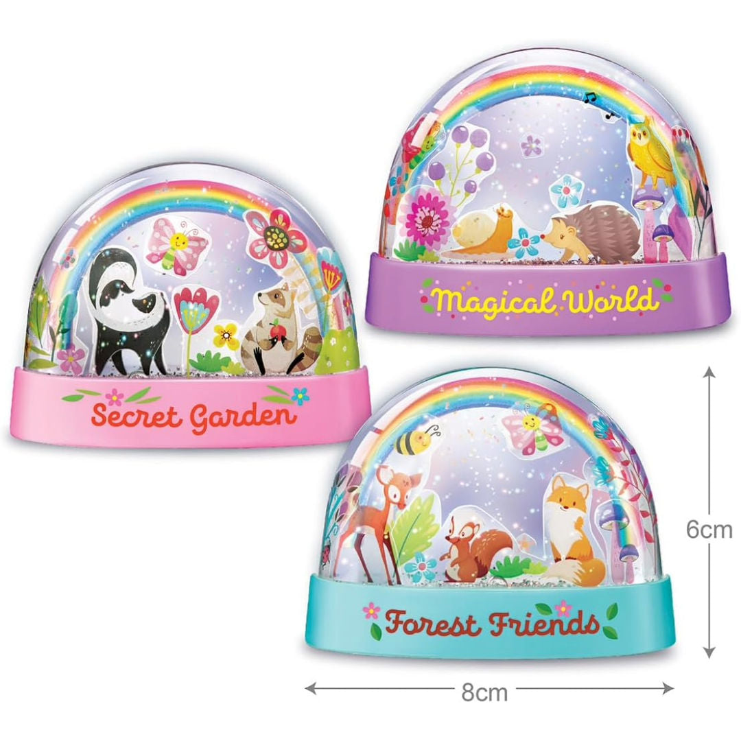 4M KidzMaker Glitter Rainbow Snow Domes Craft Kit, Pack of 3, 5+ Years