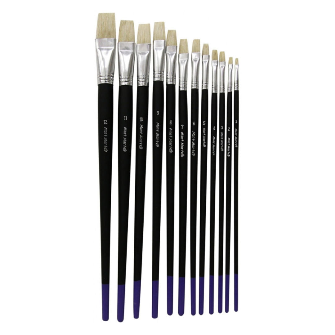 Mont Marte 12-Pieces, Studio Essentials, Artist Flat Brush Set, BMSS0002 P24-491